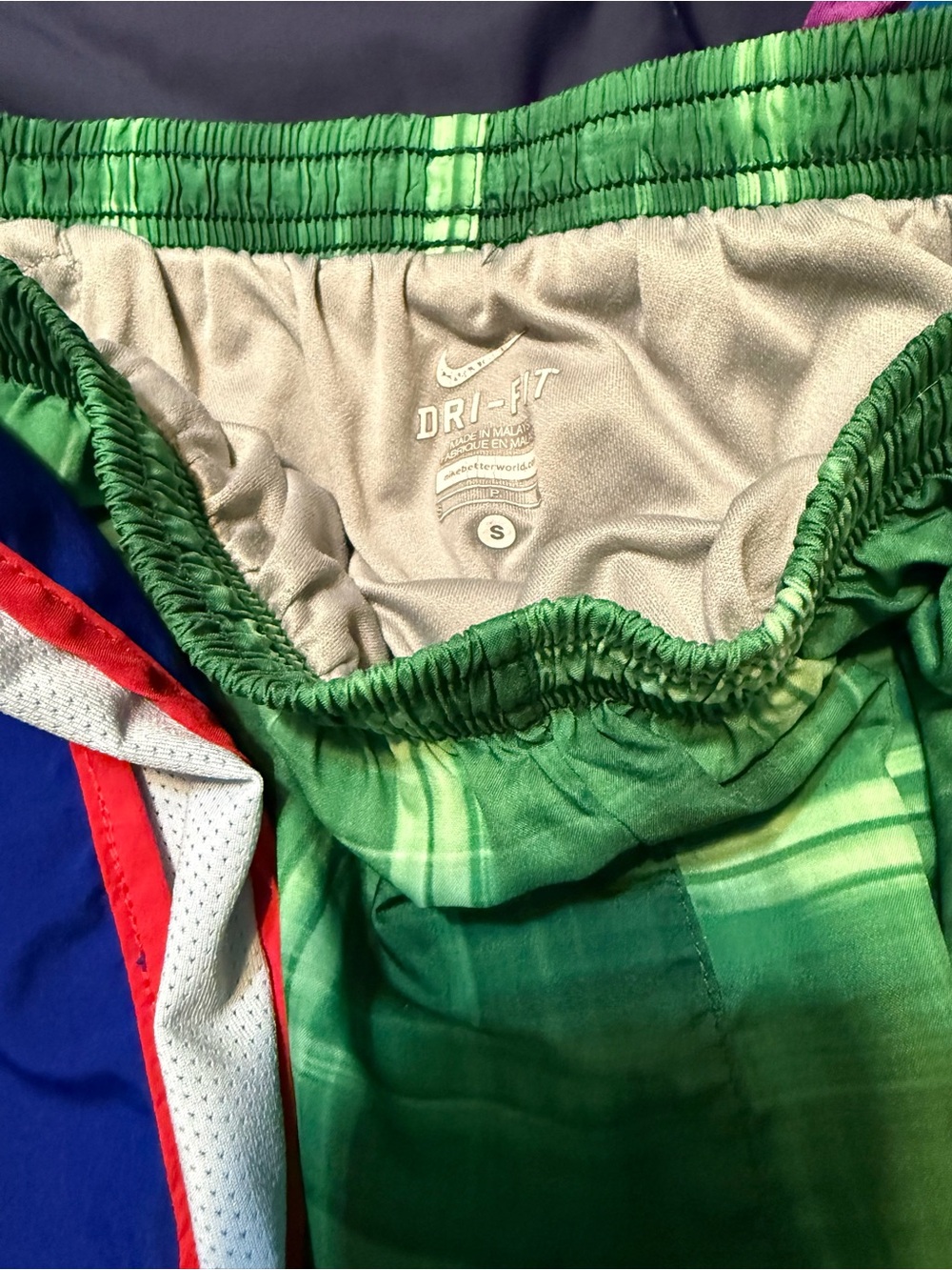 Nike Dri-FIT Athletic Running Shorts - Green, Blue, Light Blue - Picture 4 of 5
